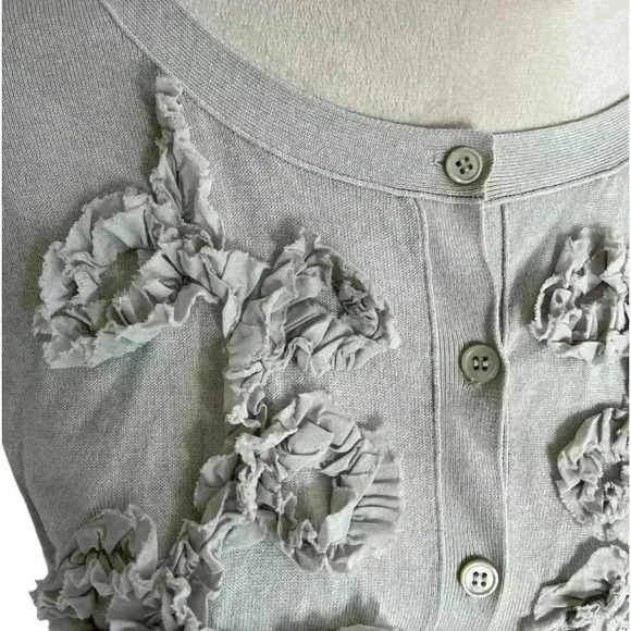 Chelsea & Theodore THEA Women’s XL Cardigan Sweater Light Tan Flowers - Picture 2 of 8